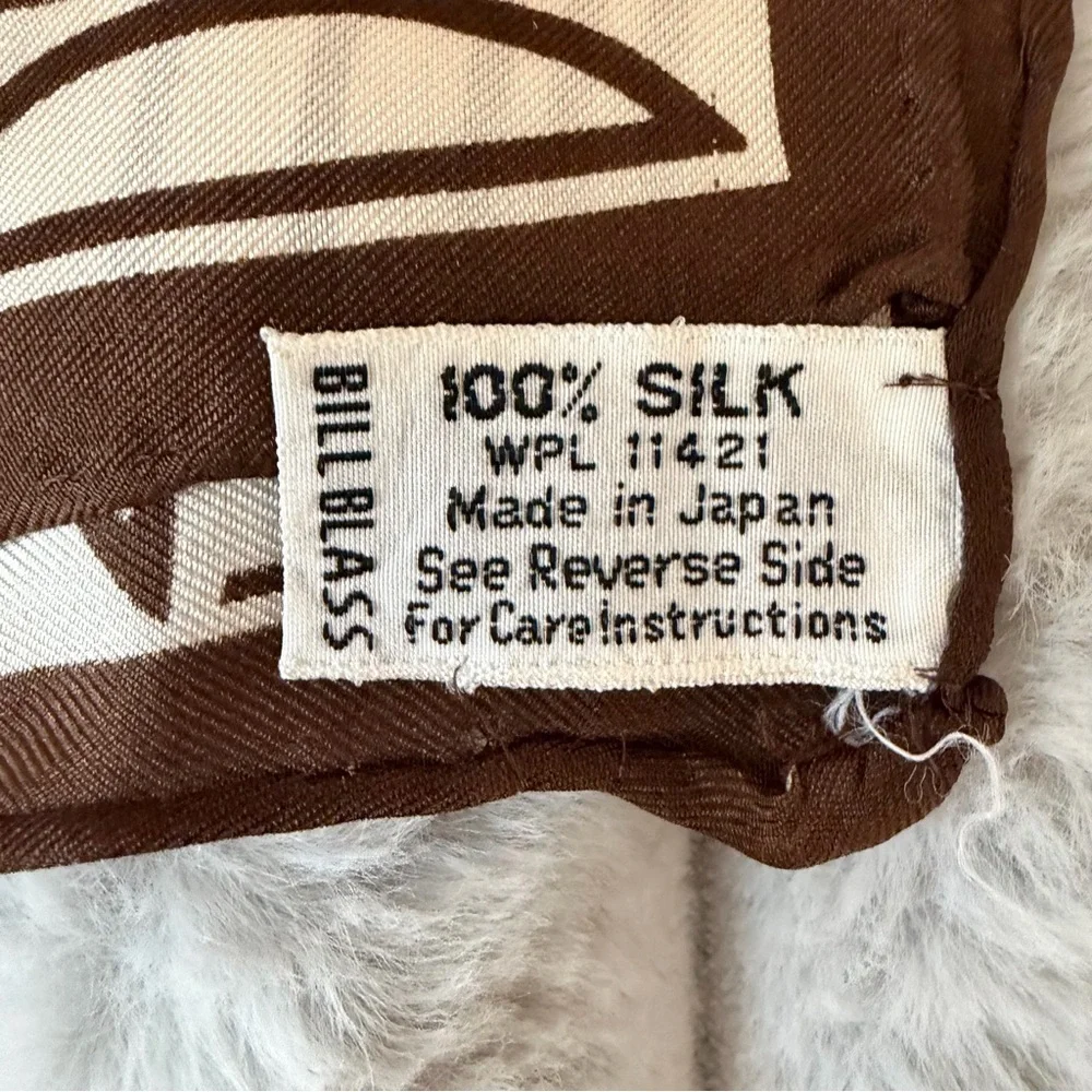 Bill Blass vintage logo 100% silk signature scarf wrap.
